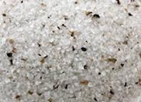 Coarse salt with black pepper specks.