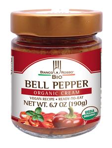 Jar of organic bell pepper cream.