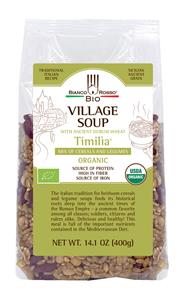 Organic village soup mix packaging.