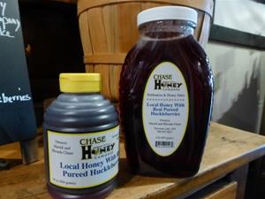 Two jars of local huckleberry honey.